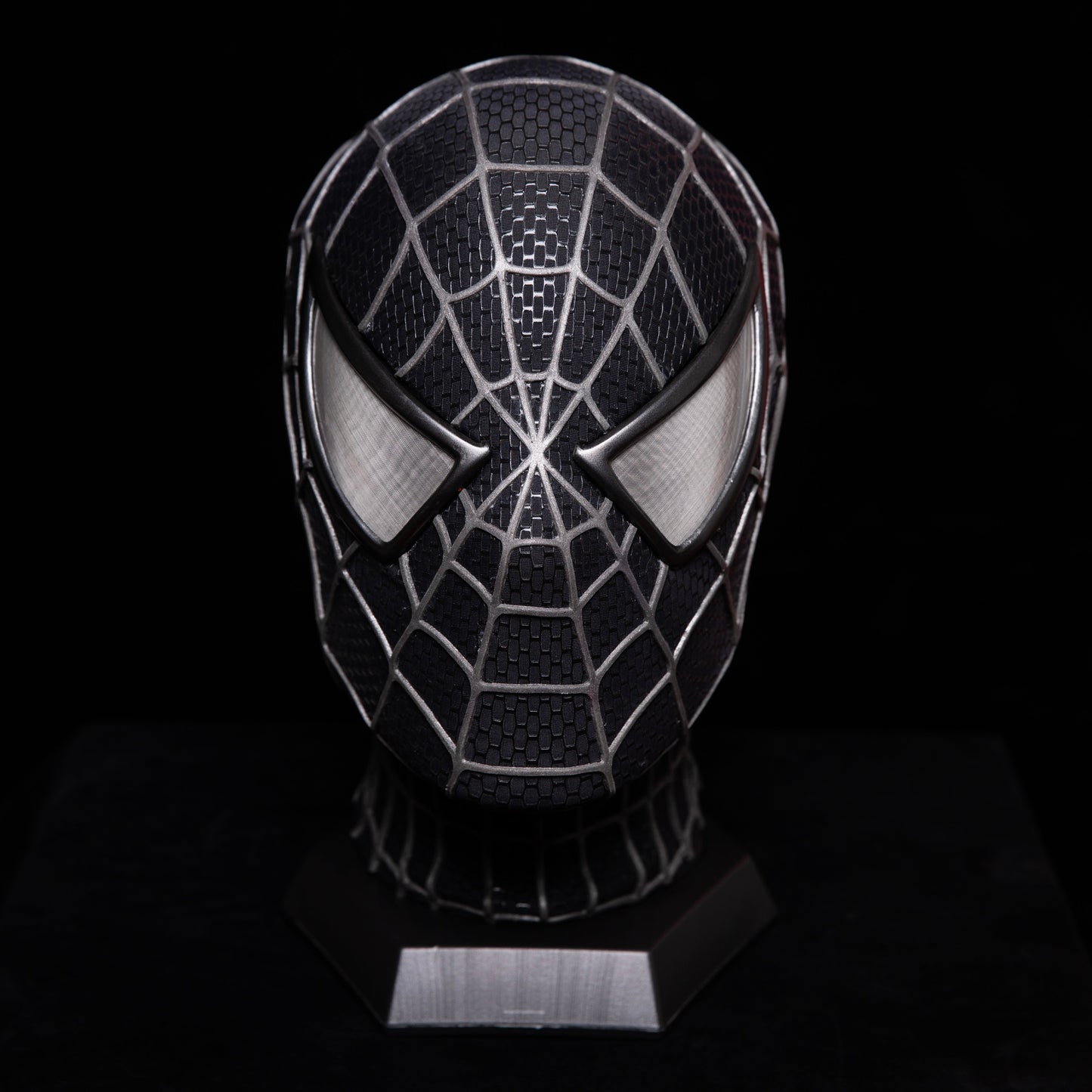Sam Raimi Spidey Mask (Adults) with Full Head Shell & 3D Rubber Web (Black)