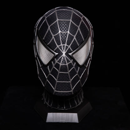 Sam Raimi Spidey Mask (Adults) with Full Head Shell & 3D Rubber Web (Black)