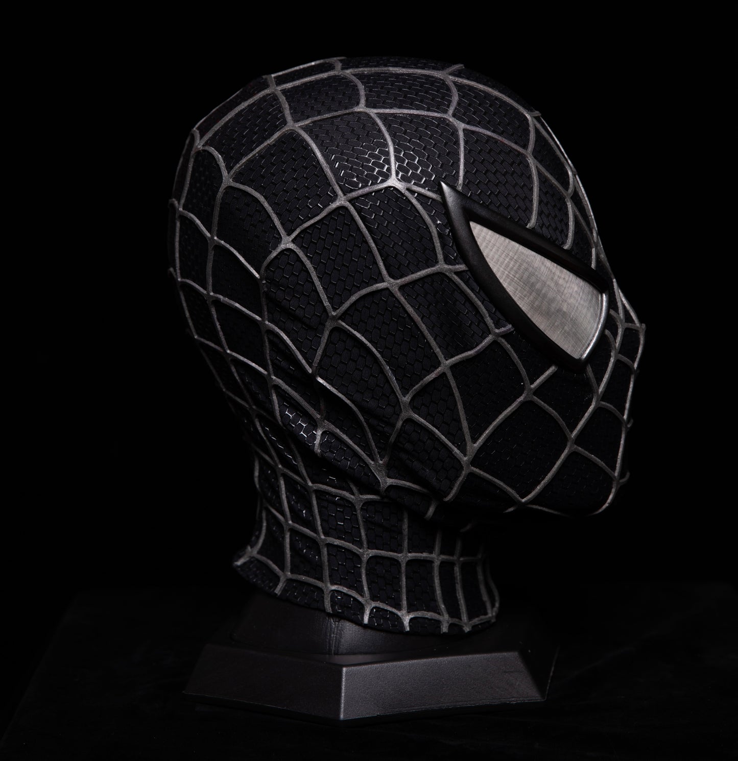 Sam Raimi Spidey Mask (Adults) with Full Head Shell & 3D Rubber Web (Black)