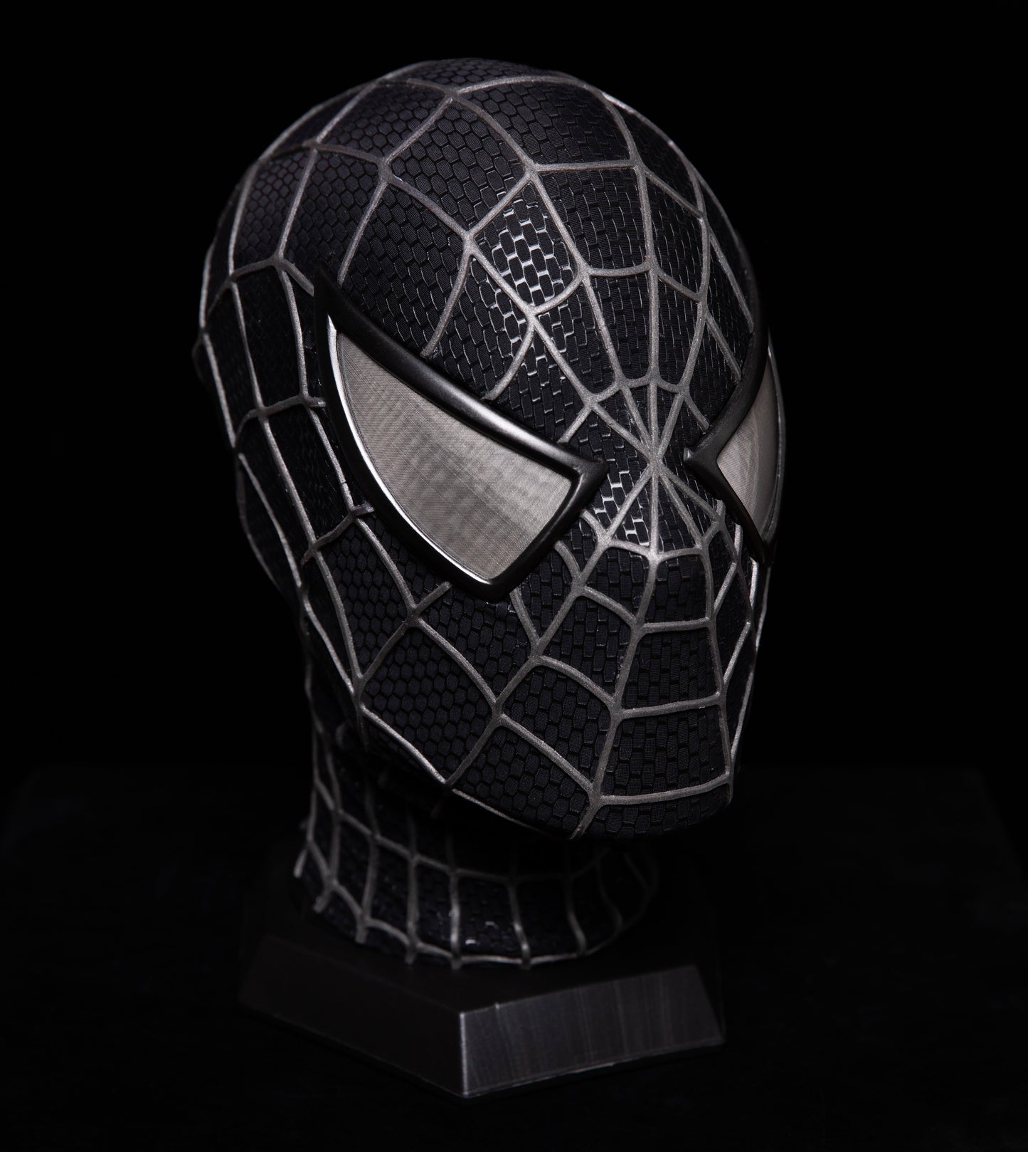 Sam Raimi Spidey Mask (Adults) with Full Head Shell & 3D Rubber Web (Black)