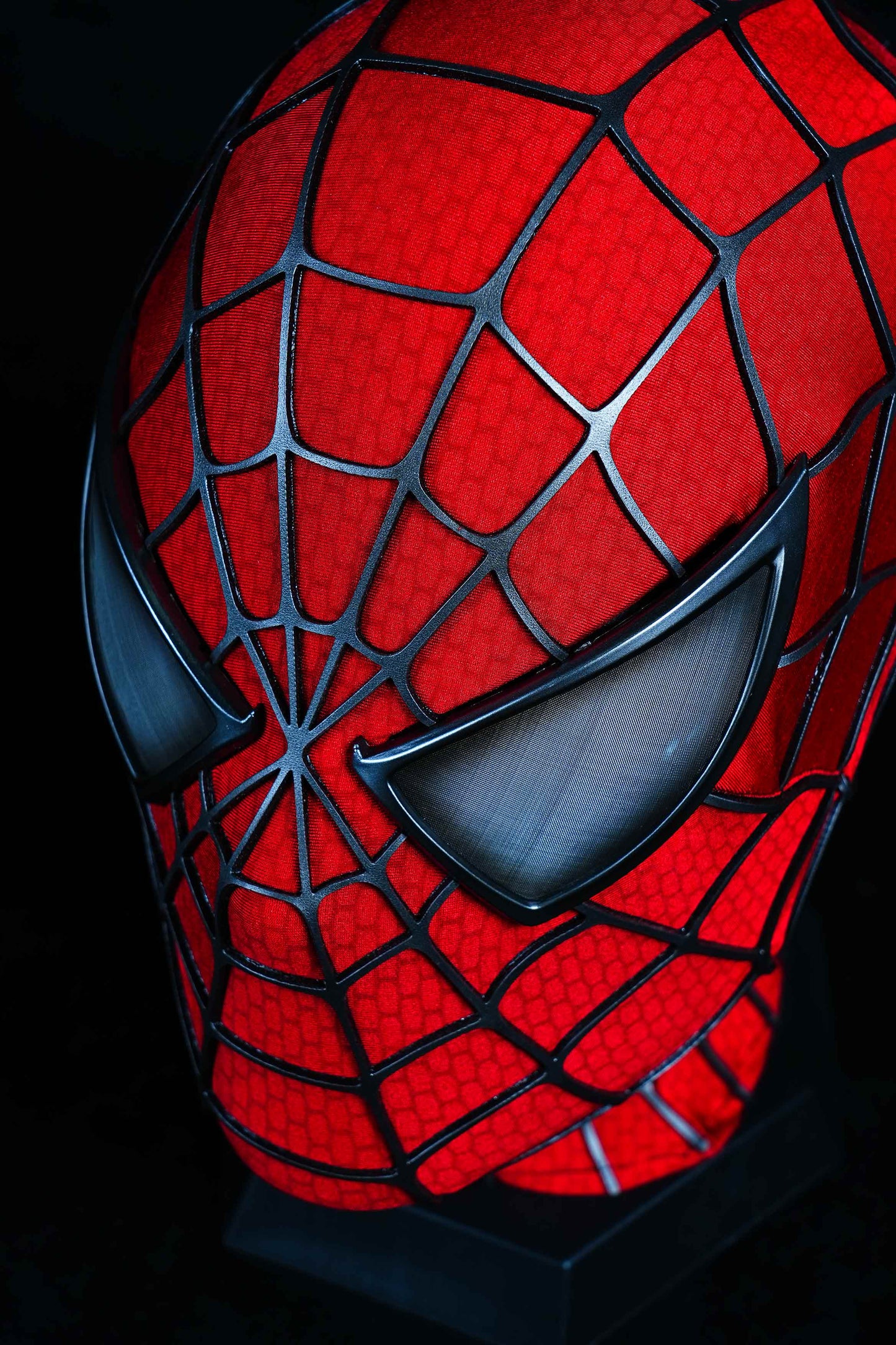 Sam Raimi Spidey Mask (Adults) with Full Head Shell & 3D Rubber Web (RED)