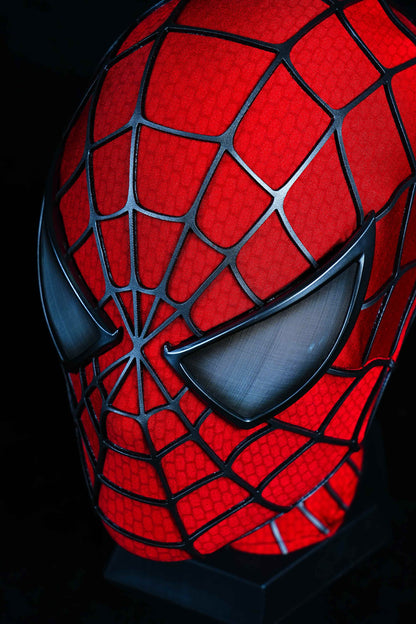 Sam Raimi Spidey Mask (Adults) with Full Head Shell & 3D Rubber Web (RED)