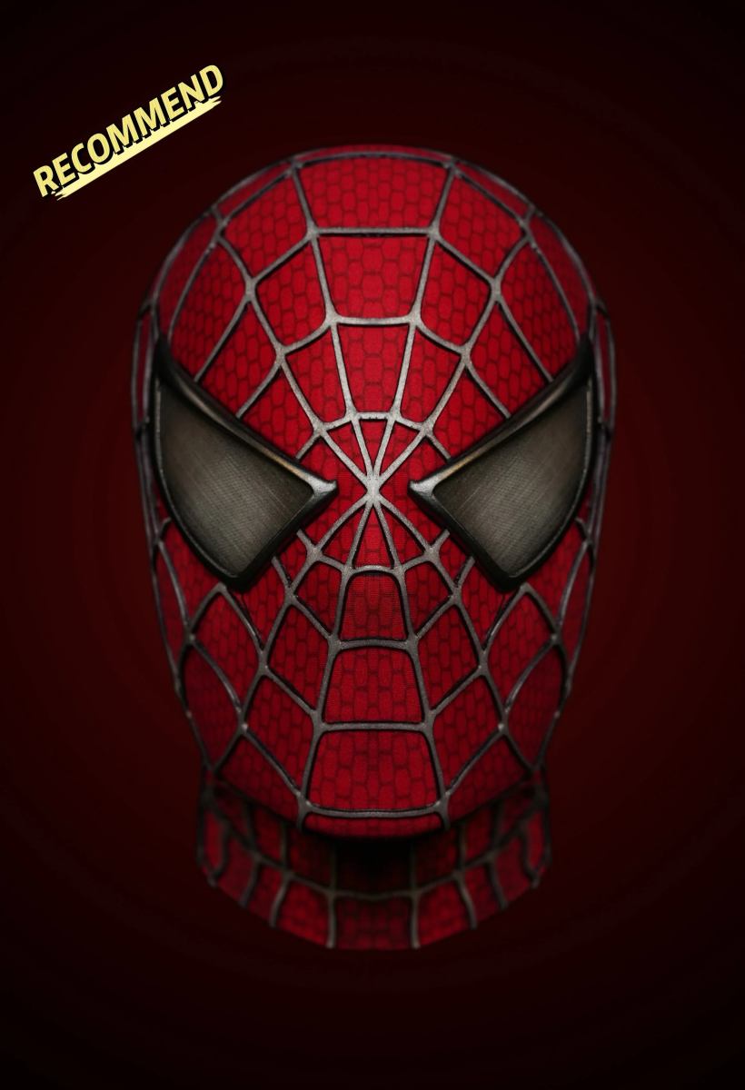 Sam Raimi Spidey Mask (Adults) with Full Head Shell & 3D Rubber Web (RED)