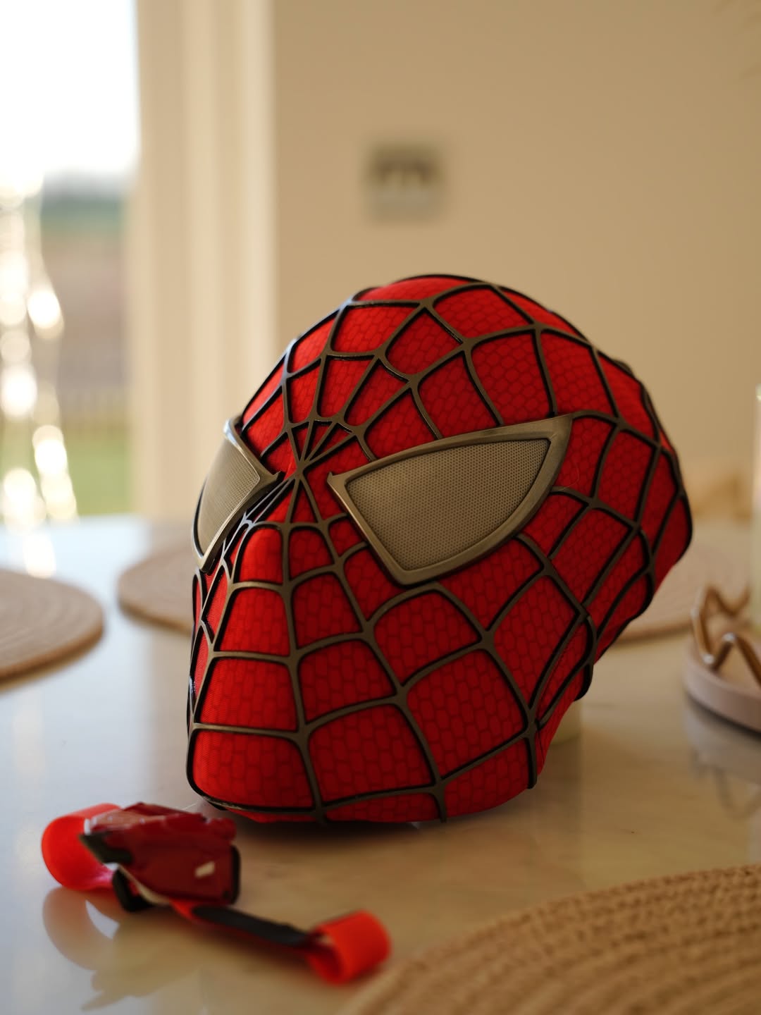 Sam Raimi Spidey Mask (Adults) with Full Head Shell & 3D Rubber Web (RED)