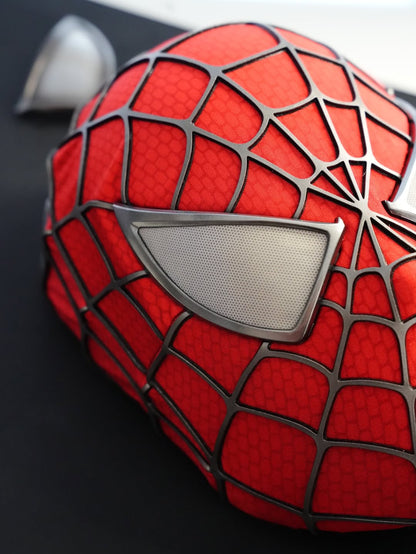 Sam Raimi Spidey Mask (Adults) with Full Head Shell & 3D Rubber Web (RED)