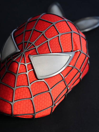 Sam Raimi Spidey Mask (Adults) with Full Head Shell & 3D Rubber Web (RED)
