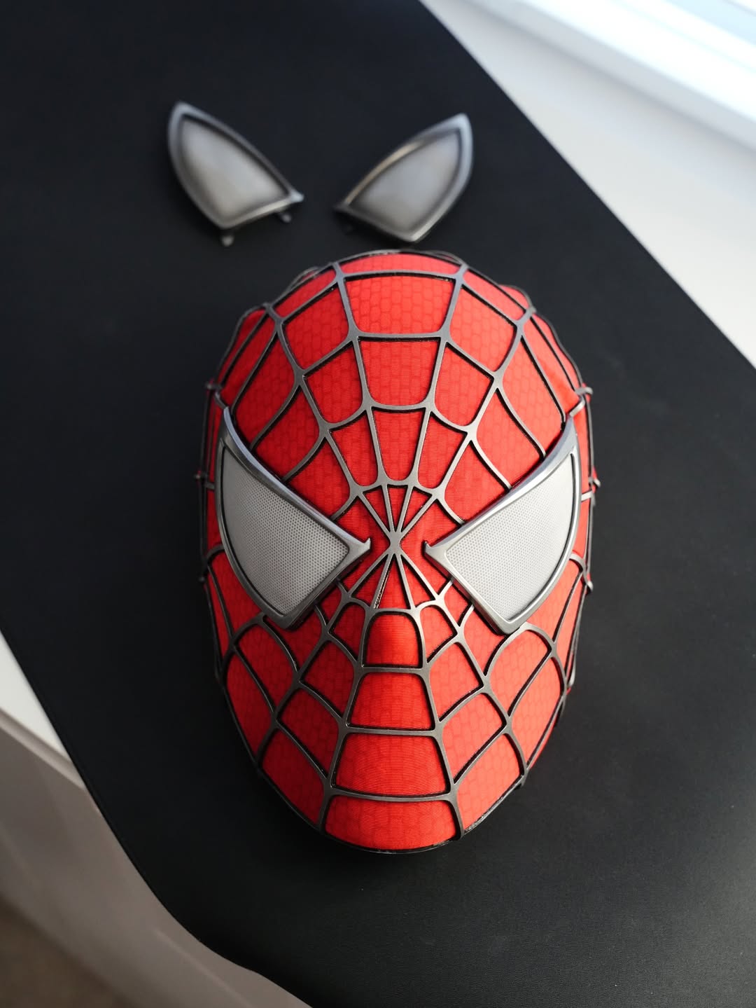 Sam Raimi Spidey Mask (Adults) with Full Head Shell & 3D Rubber Web (RED)