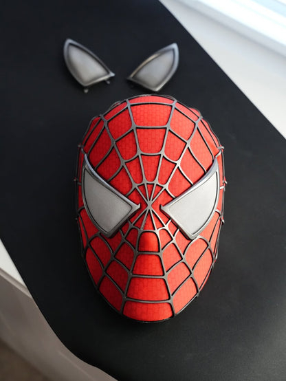 Sam Raimi Spidey Mask (Adults) with Full Head Shell & 3D Rubber Web (RED)