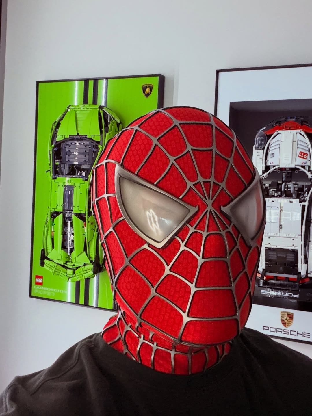 Sam Raimi Spidey Mask (Adults) with Full Head Shell & 3D Rubber Web (RED)