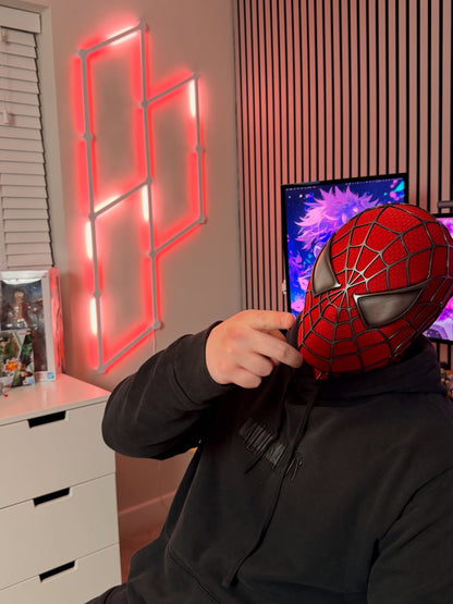 Sam Raimi Spidey Mask (Adults) with Full Head Shell & 3D Rubber Web (RED)
