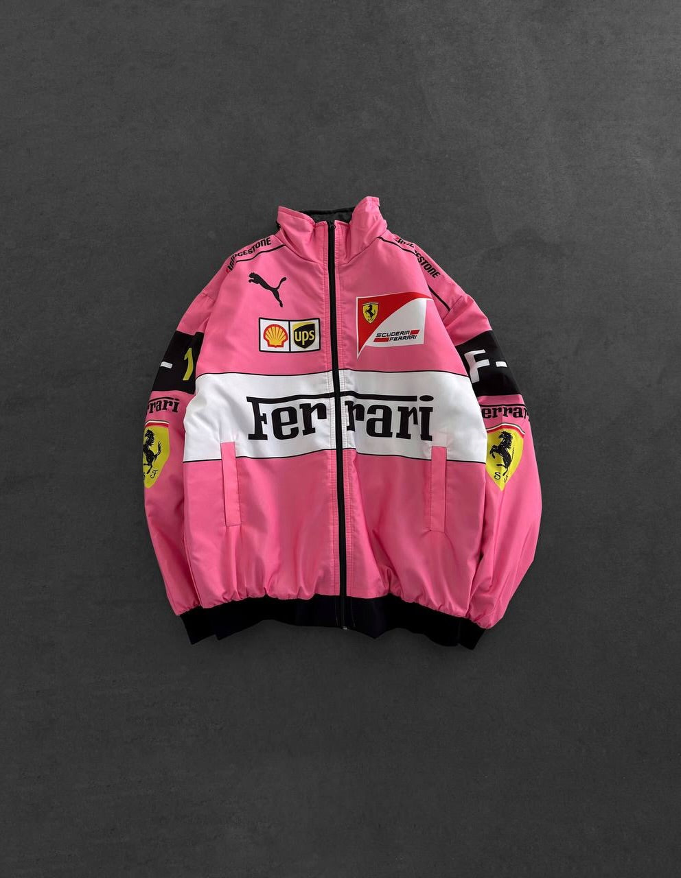 Pink Ferrari Racing Jacket – Premium F1 Motorsport Streetwear Bomber Jacket